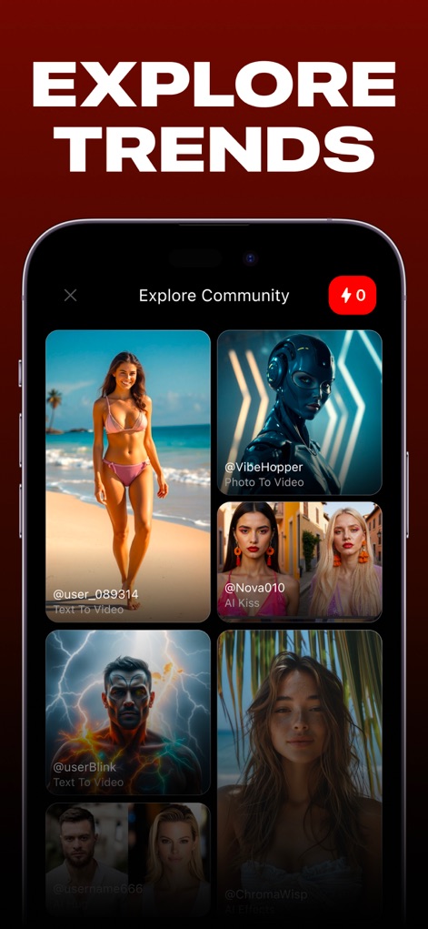 AI Video – AI Video Generator - Discover the vibrant community showcase, featuring diverse AI creations generated through both 'Text To Video' and 'Photo To Video' methods.