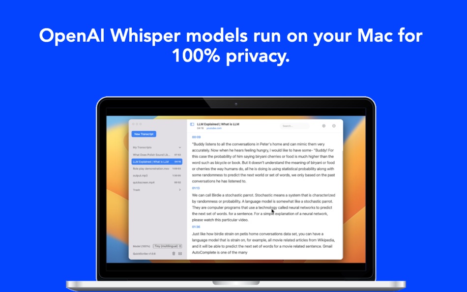 #2. QuickScribe: Transcribe Video (macOS) 由: AppBlit LLC