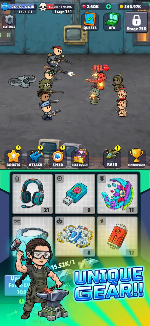 Idle Squad Tactics iOS Mod IPA screenshot 6 - iOS game interface