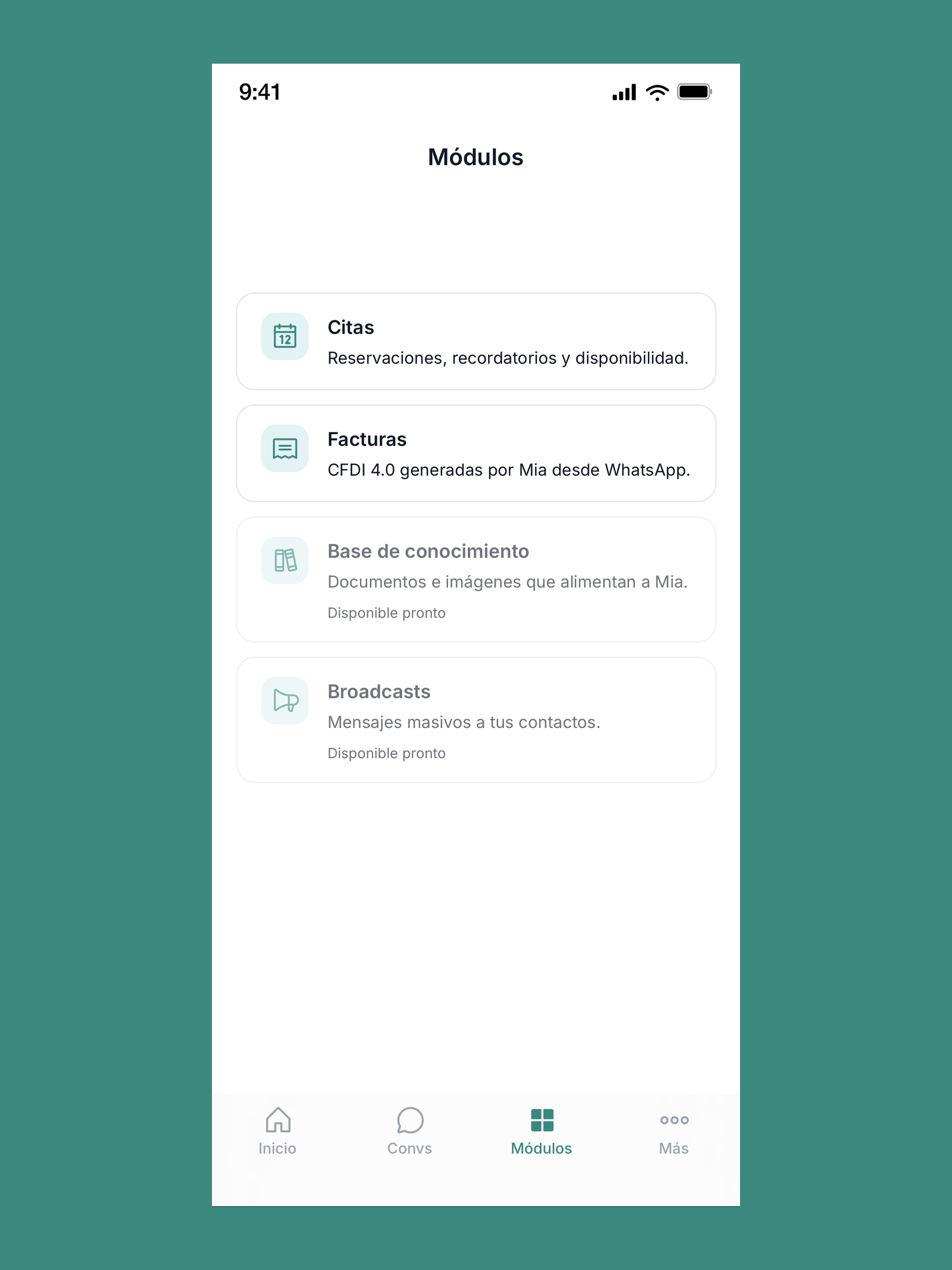 Mia: tu negocio en WhatsApp