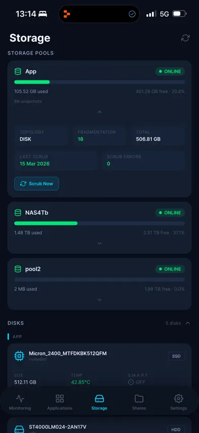 Dashboard for TrueNAS screenshot 4