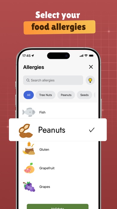 Food Allergy Card Screenshot