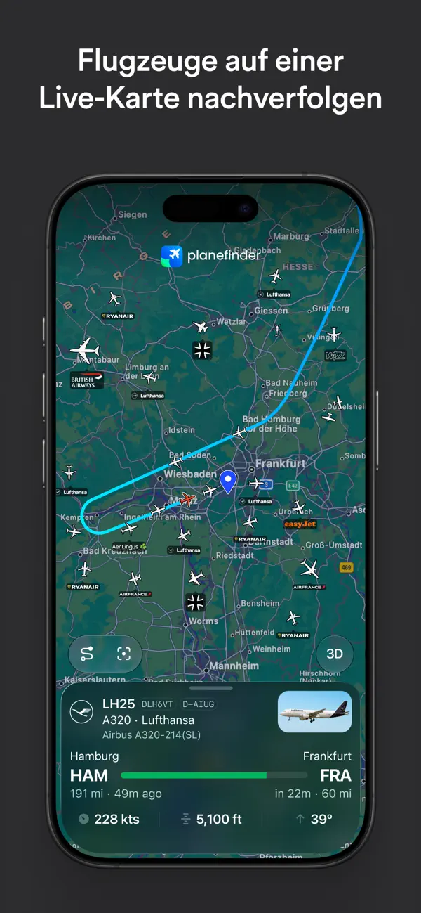 Plane Finder ⁃ Flight Tracker iPhone App Screenshot 5 – Reisen