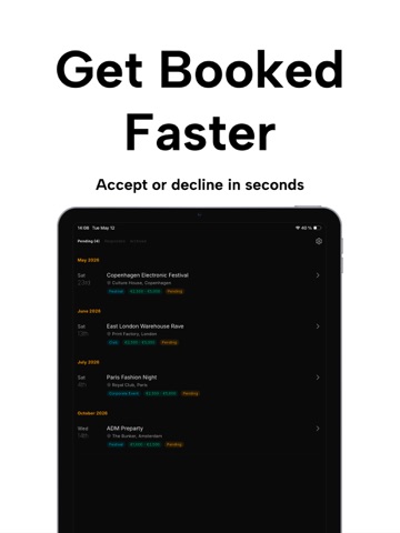 SOWND: DJ Booking & Invoices iPad screenshot