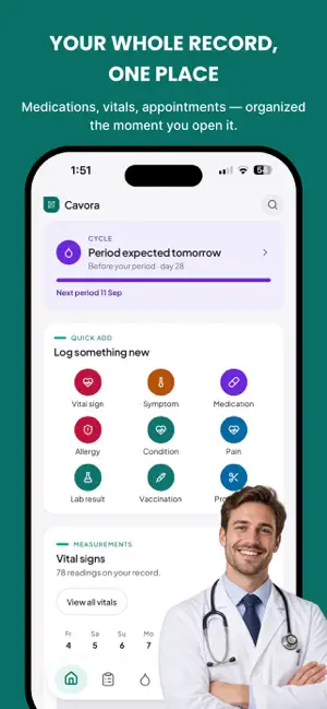 Cavora: Personal Health Record screenshot 1