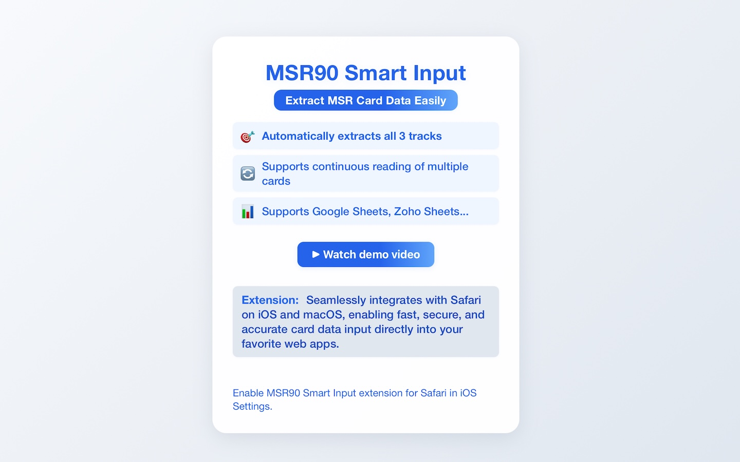 MSR90 Reader for Safari