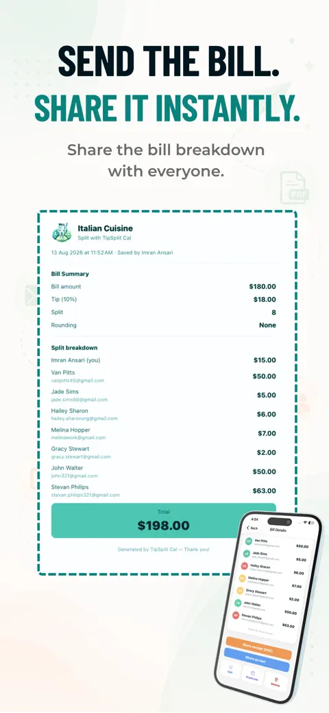TipSplit Cal: Bill Splitter screenshot 5
