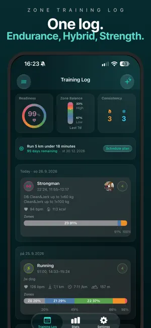 Zone Training Log screenshot 1