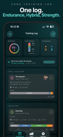 Zone Training Log Screenshot 1 of 9