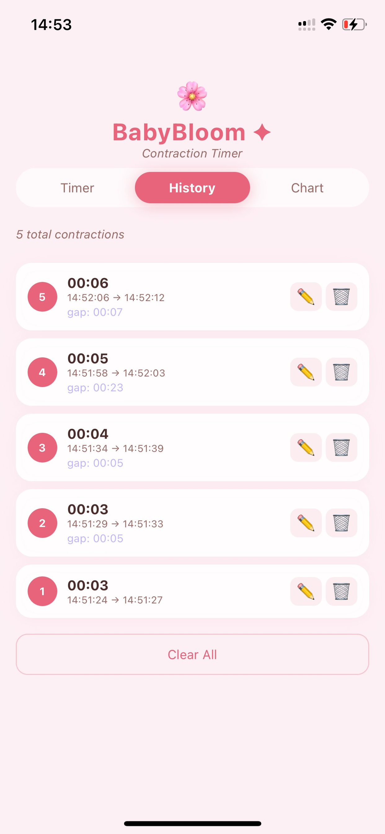 BabyBloom: Contraction Timer screenshot 4
