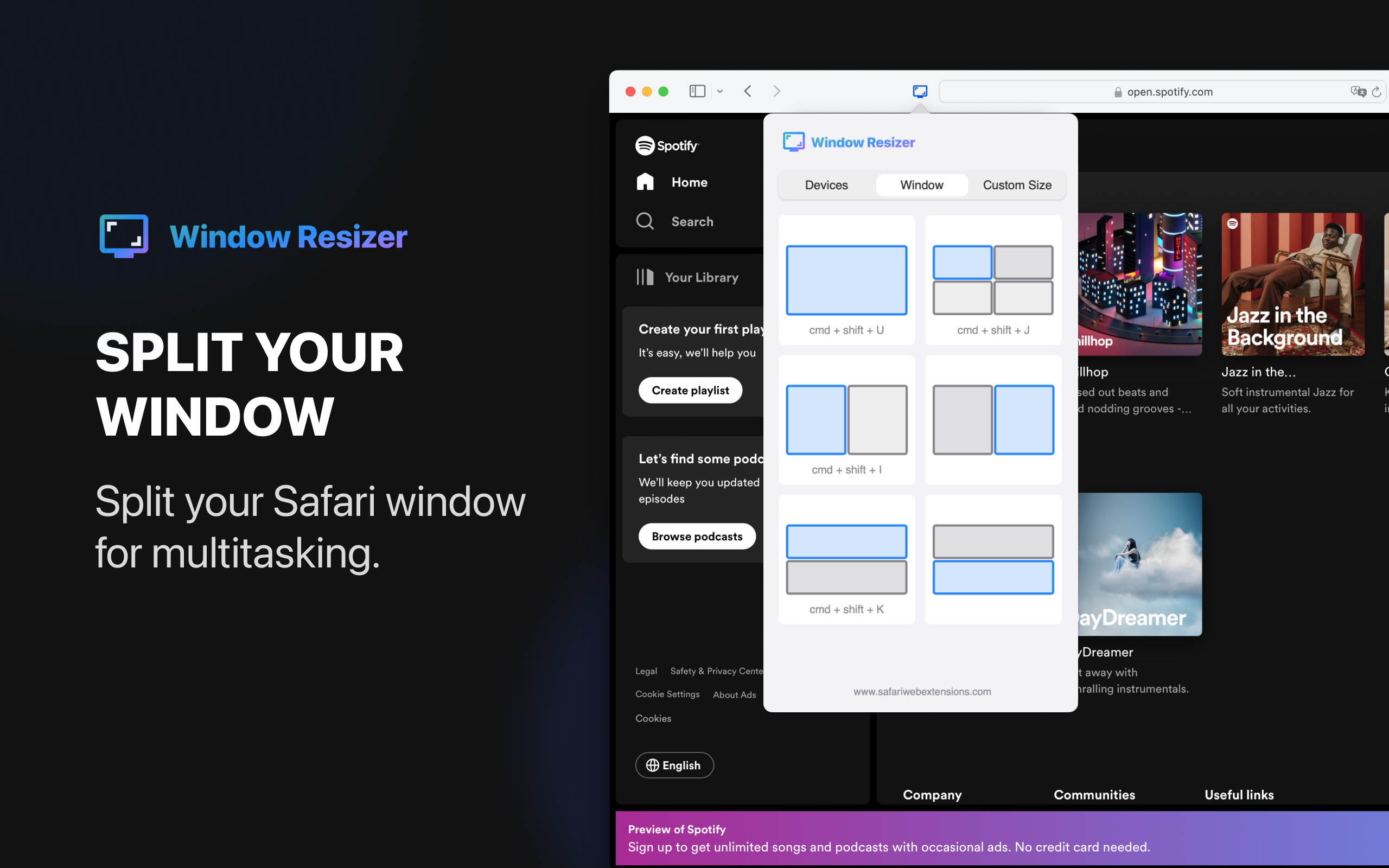 Window Resizer for Safari