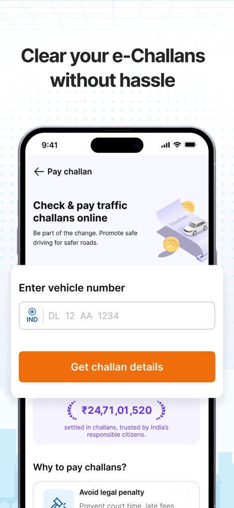 CARS24® – Sell & Buy Used Cars - Experience hassle-free challan clearance through the dedicated 'Clear your e-Challans without hassle' interface, by simply entering your vehicle number to retrieve details.