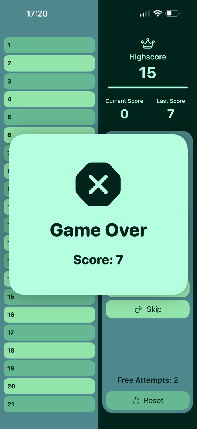 SnapSort21 Number Puzzle Game