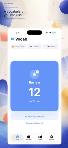 Vocab Cards: Learn Words iPhone screenshot