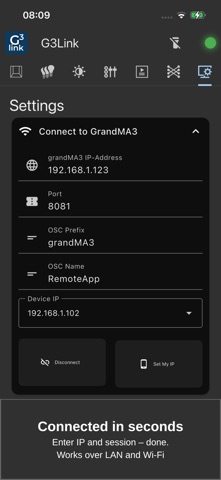 G3Link – grandMA3 OSC Remote Screenshot 9 of 9