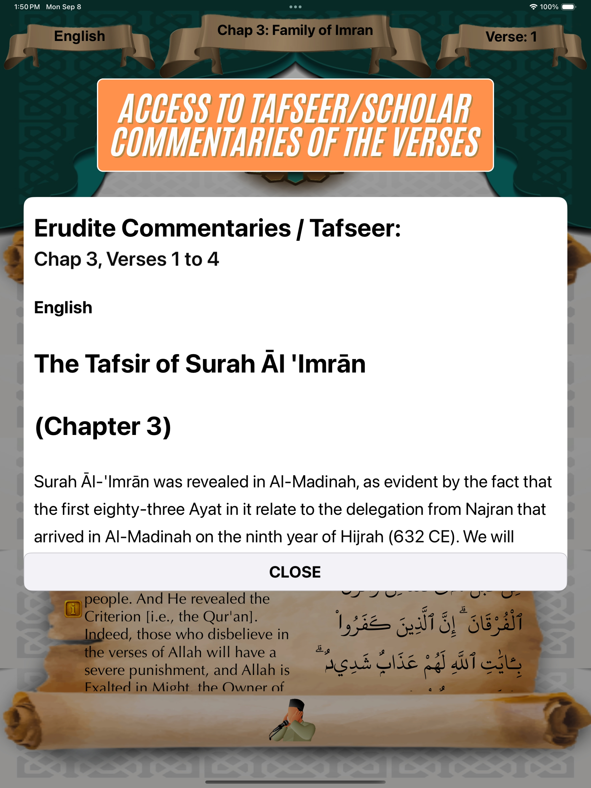Quran translated Ipad screenshot 3