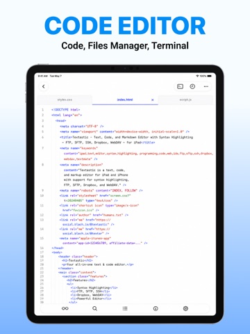 Text Editor - HTML Code Editor iPad screenshot 4
