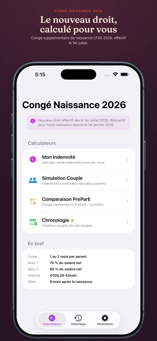 Screenshot #1 pour Congé Naissance 2026