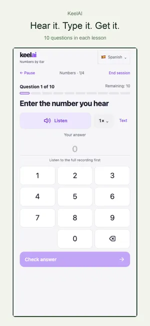 Numbers by Ear — KeelAI screenshot 2