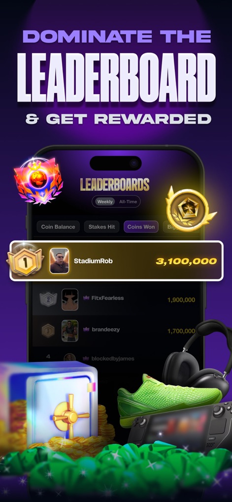 Stadium Live - Predict Sports - 사용자는 개인 순위표를 통해 자신의 순위를 확인하고, 정상을 차지하여 독점적인 트로피와 뱃지 같은 보상을 받을 수 있습니다.