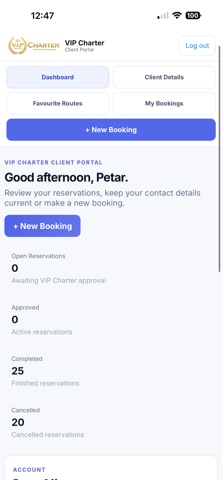 VIP Charter Bookings iPhone screenshot