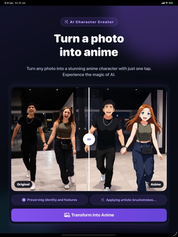 Photo to Anime AI iPad screenshot