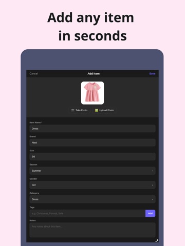 KidCloset: Digital Kids Closet iPad screenshot