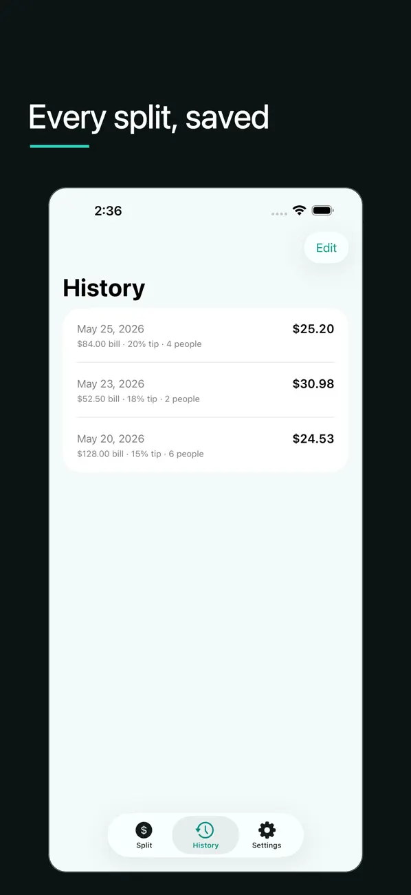 #2. Bill Splitter: Tip Calculator (iOS) By: SCALINGWEB TECHNOLOGIES