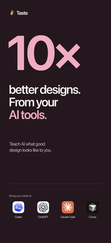 Taste: AI Design & Coding Tool screenshot 1 of 5