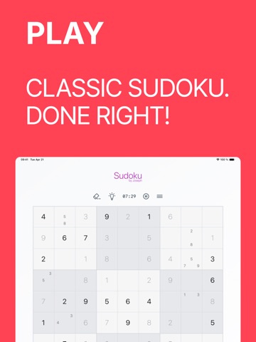 Sudoku by Joseph iPad screenshot