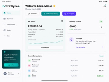 FinSynca – AI Finance & Budget iPad screenshot