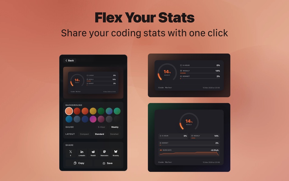 #5. Code Meter: Session Usage Rate (macOS) 게시자: StreetCoding Ltd
