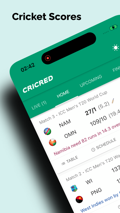 CricRed - Live Cricket Score Screenshot