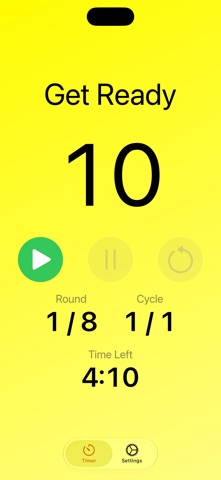 Tabatas Timer app screenshot
