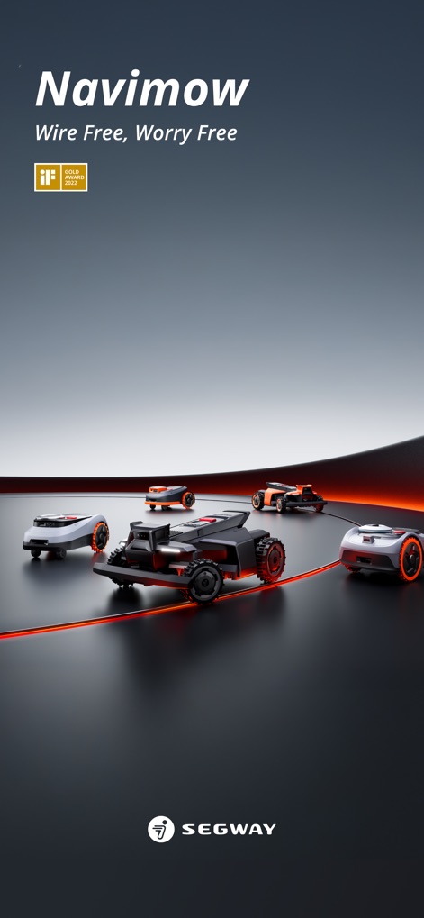 Navimow - Esta imagen promocional exhibe los modelos del robot cortacésped Navimow, resaltando su estética moderna y el prestigioso distintivo del "iF Gold Award 2022", que certifica su excelencia en diseño y funcionalidad.