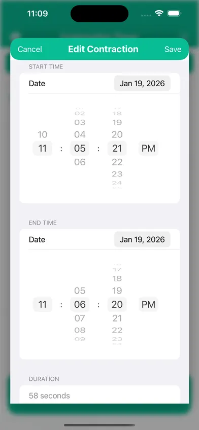 Contraction Timing screenshot 2