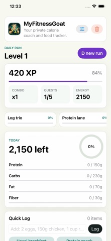 MyFitnessGoat screenshot