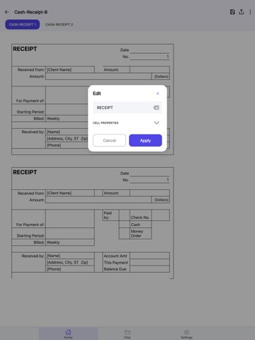 Cash Receipt iPad screenshot
