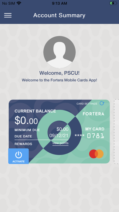 ForteraCU Cards Screenshot