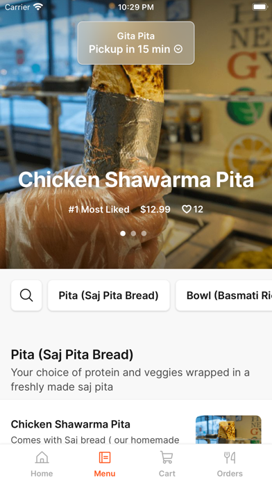 Gita Pita iPhone screenshot 2 - Food & Drink app