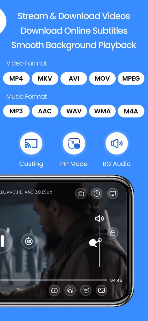 Video Player : All-in-One - The app supports a wide array of video and music formats, ensuring compatibility for all media, while offering advanced playback features like Casting and Picture-in-Picture (PiP) mode.