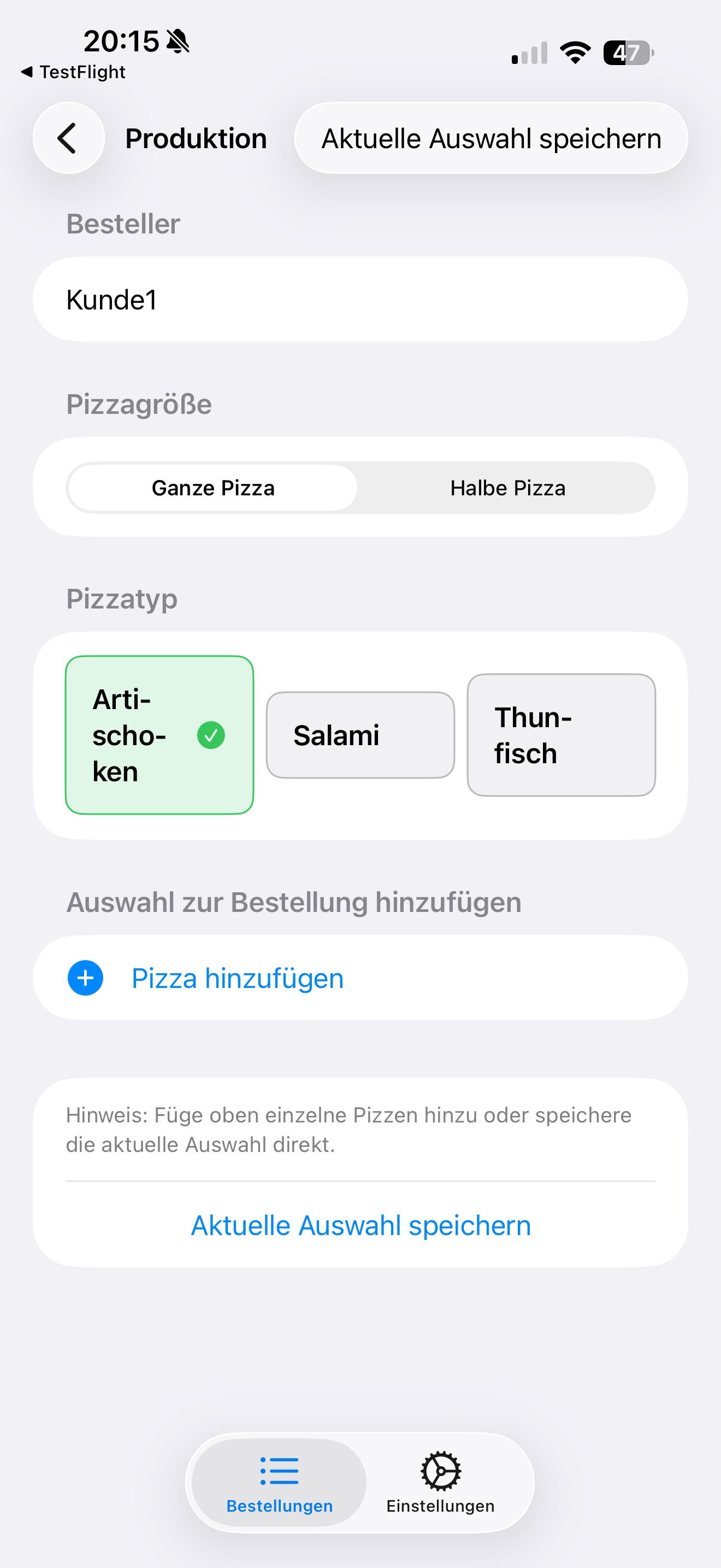Pizza Order Helper Screenshot