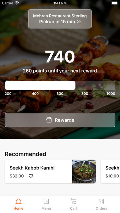 Mehran House of Kabobs iPhone screenshot 1 - Food & Drink app