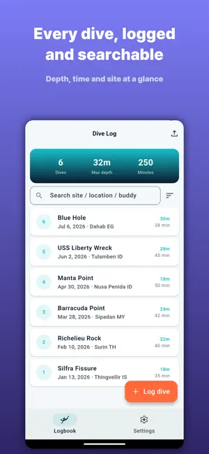 Dive Log — Scuba Logbook screenshot 1