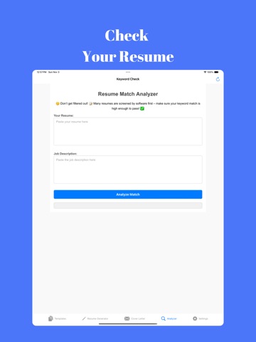 Resume AI Cover Letter Builder iPad screenshot