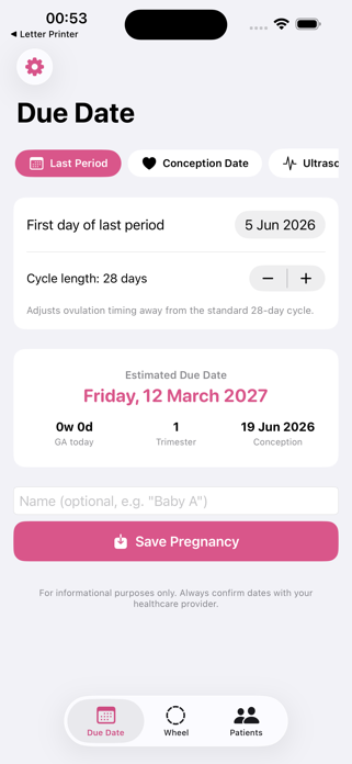 OB Wheel: Due Date & EDD Screenshot 2 of 3