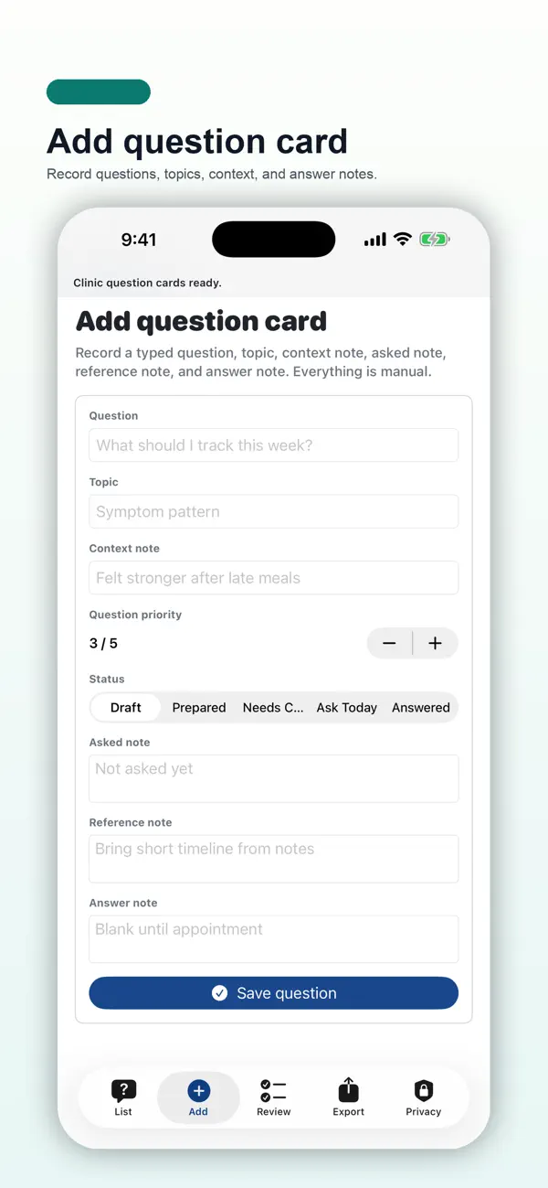 Screenshot #2 pour Clinic Question Cards