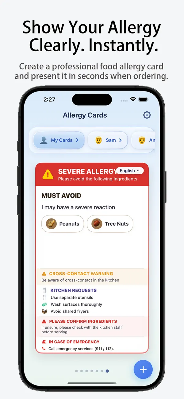 Screenshot #1 pour Allergy Info Card