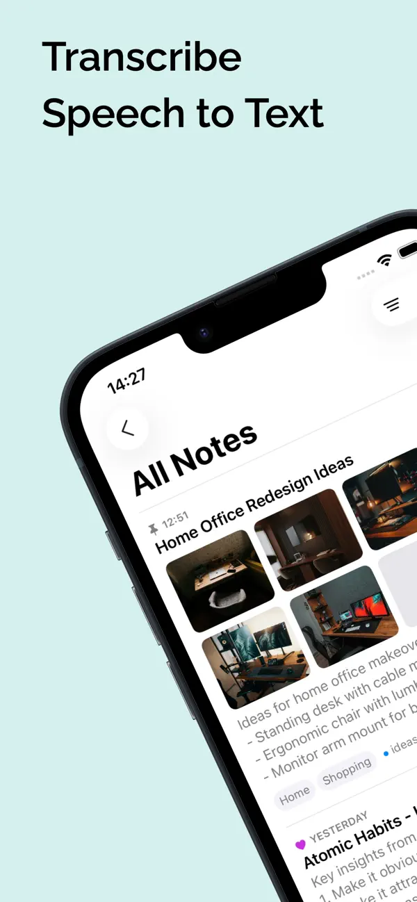 Unote Voice Journal & Insights iOS app screenshot showing feature 1