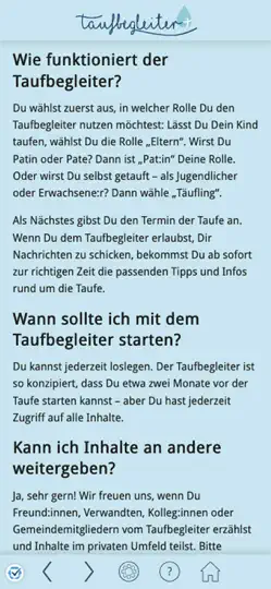 Screenshot von Taufbegleiter auf dem iPhone 3